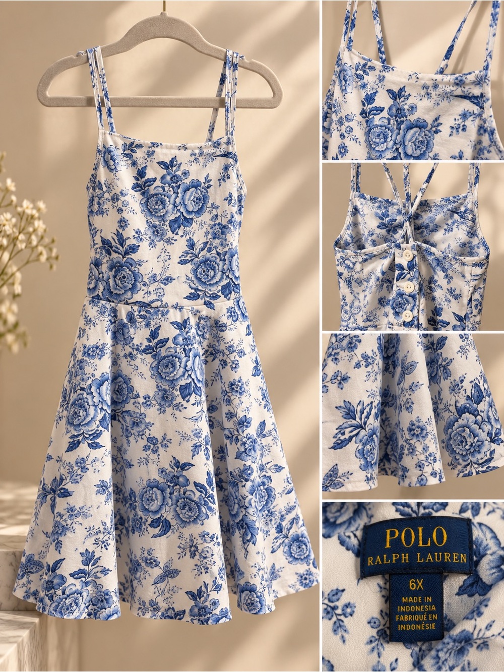 Polo by Ralph Lauren Blue and White Floral Sundress